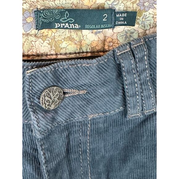 Women’s PrAna Teal Blue Corduroy Straight Leg Pants Size 2 - Picture 4 of 6